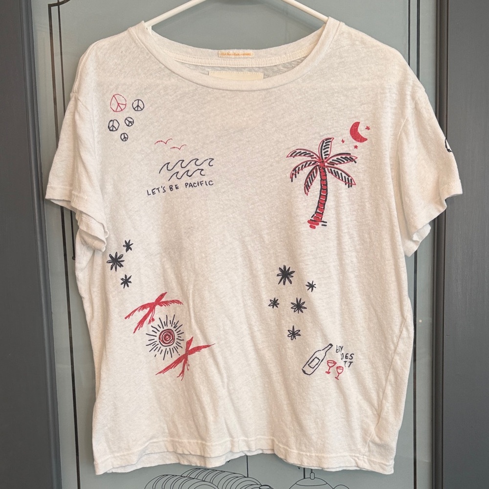 MOTHER White Graphic Short Sleeve Tee, L